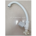 Panjang Gooseneck Putar Faucet ABS White Sink Ketuk